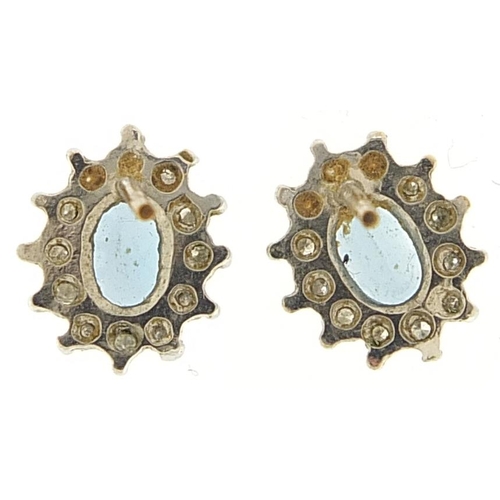 1737 - Pair of 9ct gold sapphire and diamond cluster stud earrings, 11mm high, 1.5g