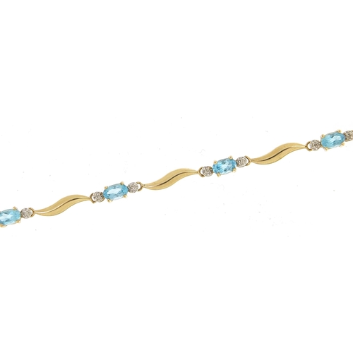 1680 - 9ct gold sapphire and diamond bracelet, 18cm in length, 3.0g