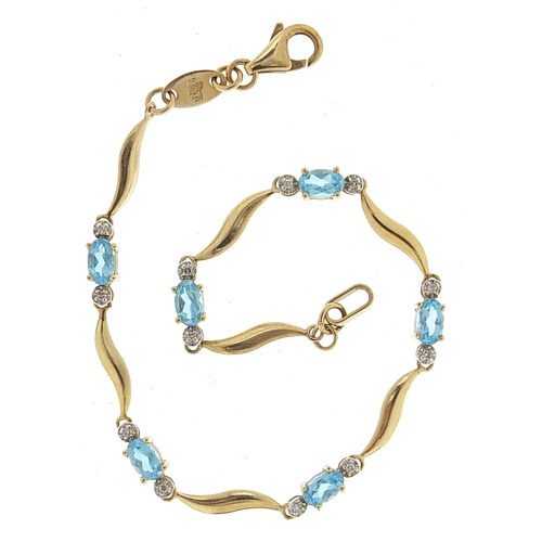 1680 - 9ct gold sapphire and diamond bracelet, 18cm in length, 3.0g