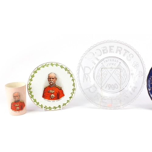 698 - Military interest commemorative china and glassware relating to Field Marshal Lord Roberts VC includ... 