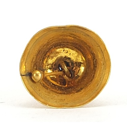 1875 - Antique unmarked gold and ivorine bell charm, 2cm high, 0.7g