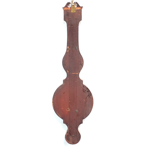 402 - Zenone Edinburgh inlaid mahogany banjo barometer with silvered dials, 107cm high