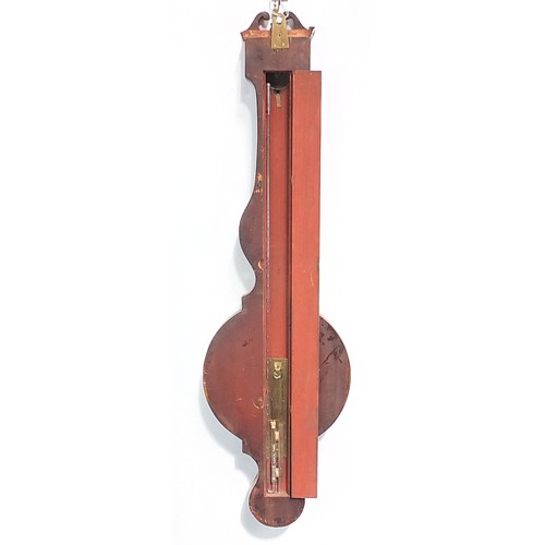 402 - Zenone Edinburgh inlaid mahogany banjo barometer with silvered dials, 107cm high