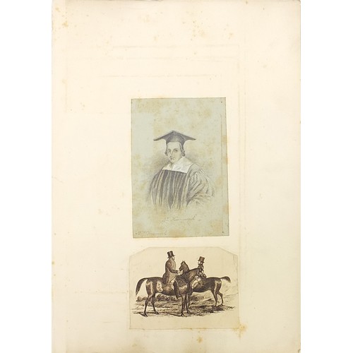 949 - 19th century and later inks, watercolours and pencil sketches including portrait of a 17th century g... 