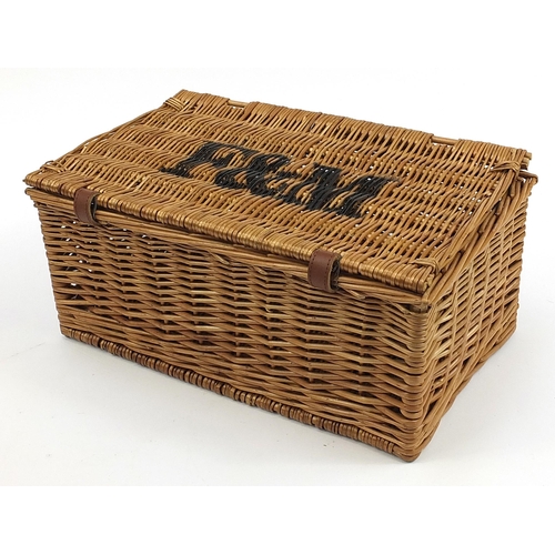 982 - Fortnum & Mason wicker picnic hamper, 20cm H x 42cm W x 27cm D