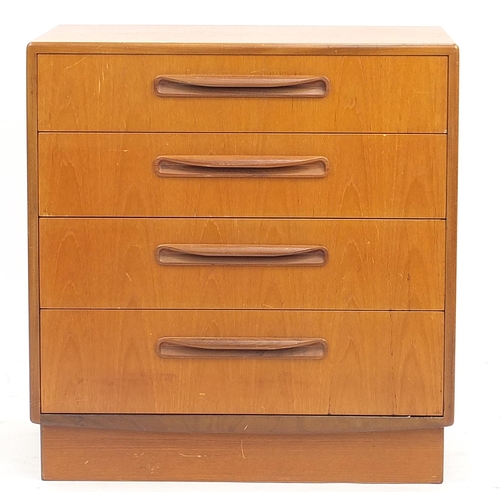 816A - Vintage G-Plan teak four drawer chest, 76cm H x 72cm W x 44.5cm D