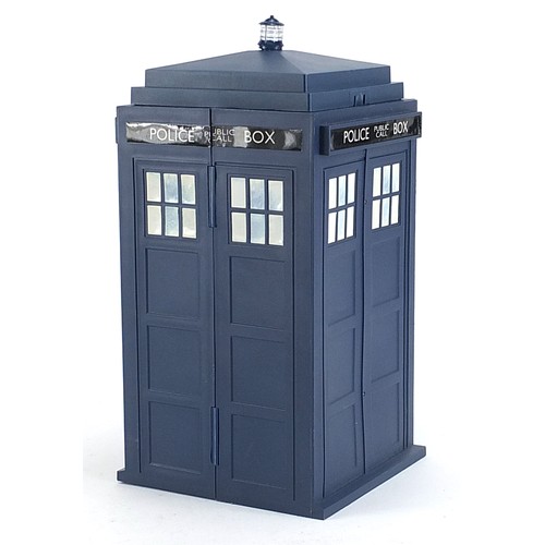 978 - Doctor Who tardis trade card holder with cards, 28.5cm high