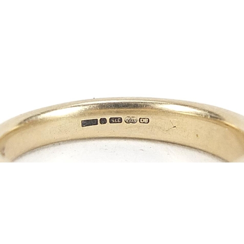 2112 - 9ct gold diamond half eternity ring, the shank stamped .25,  size N, 3.6g