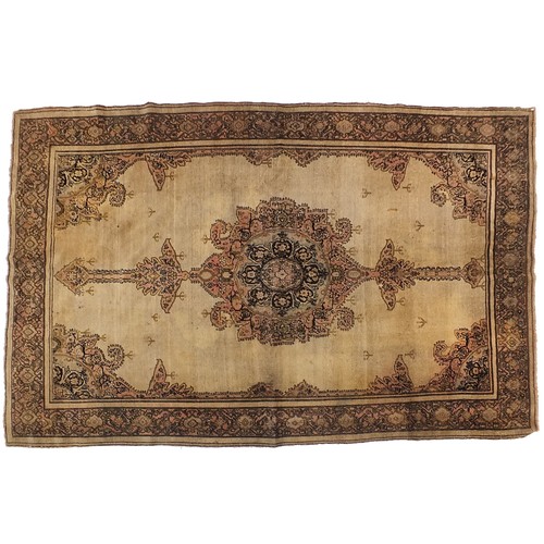 804 - Rectangular Senneh beige ground rug having an all over geometric design, 210cm x 140cm