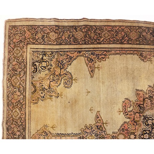 804 - Rectangular Senneh beige ground rug having an all over geometric design, 210cm x 140cm