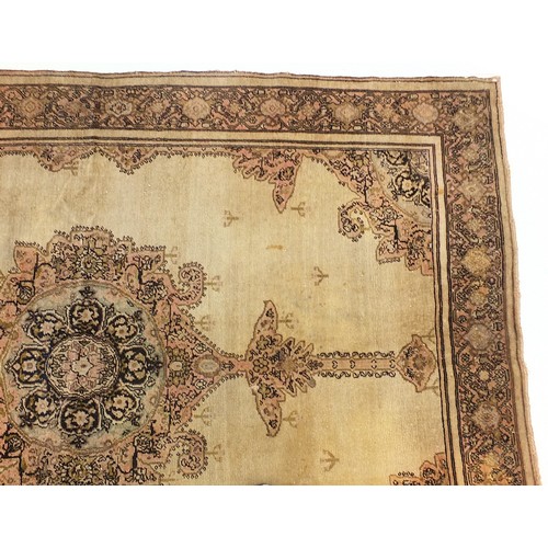 804 - Rectangular Senneh beige ground rug having an all over geometric design, 210cm x 140cm