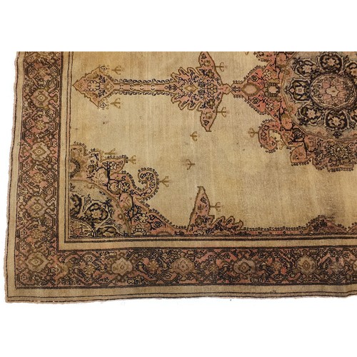 804 - Rectangular Senneh beige ground rug having an all over geometric design, 210cm x 140cm