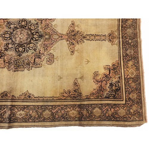 804 - Rectangular Senneh beige ground rug having an all over geometric design, 210cm x 140cm