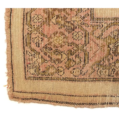 804 - Rectangular Senneh beige ground rug having an all over geometric design, 210cm x 140cm