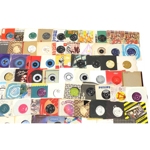 1447 - Collection of 45rpm records including The Beatles, The Beach Boys, Boom Town Rats, The Bee Gees, Dur... 