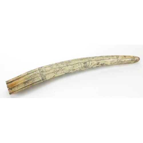 726A - Large scrimshaw style model of a tusk, 53cm in length