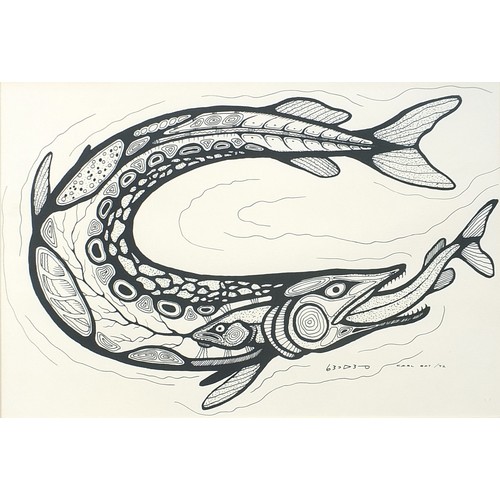 175 - Carl Ray '72 - Circle of Life, 1970s Canadian ink on paper, inscribed verso Canadian Inuit artist mu... 