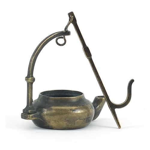 1279 - Chinese bronze hanging incense burner, 22.5cm high