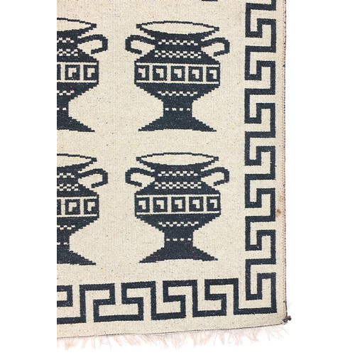 835 - Rectangular Greek design rug, 127cm x 67cm