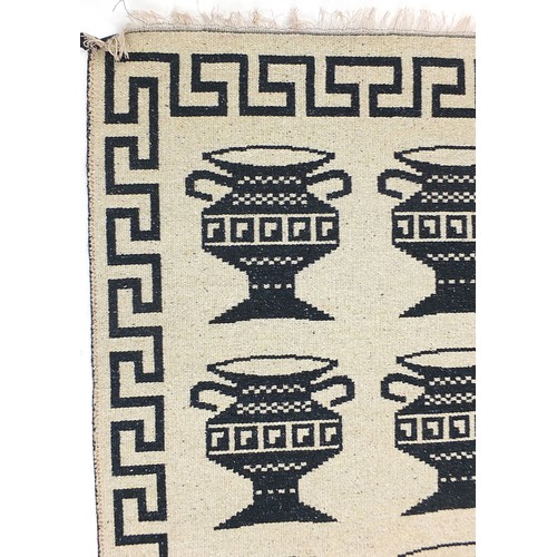 835 - Rectangular Greek design rug, 127cm x 67cm