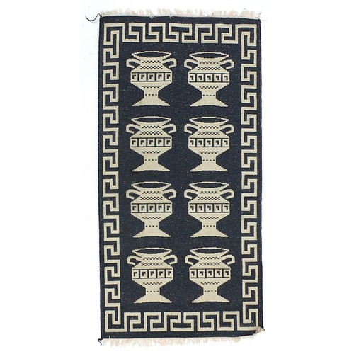 835 - Rectangular Greek design rug, 127cm x 67cm