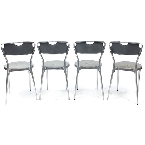 828 - Origlia Savigliano, set of four Dama Italian stacking chairs, 80cm high