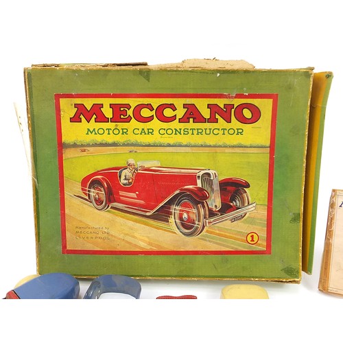 1323 - Vintage Meccano No1 Motor Car Constructor tinplate clockwork car with box and instructions