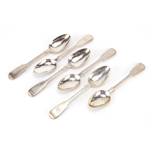 2259A - Elizabeth Eaton, set of six Victorian silver teaspoons, London 1854, 14cm in length, 121.0g