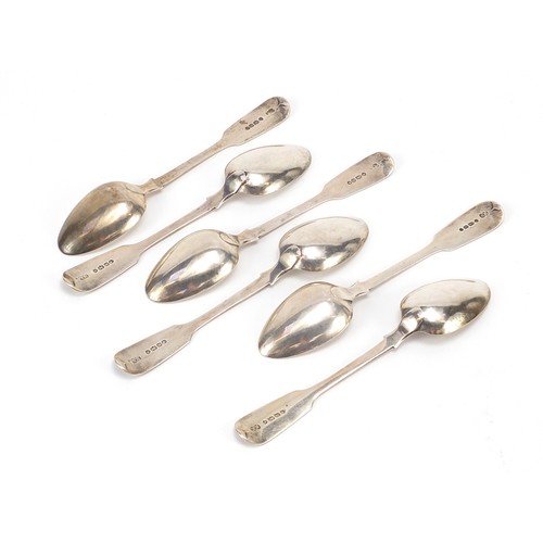 2259A - Elizabeth Eaton, set of six Victorian silver teaspoons, London 1854, 14cm in length, 121.0g