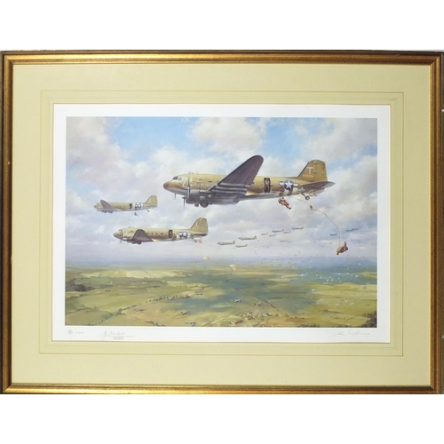 1398 - John Young - A Bold Leap, The Red Berets drop on Arnhem, pencil signed print in colour, limited edit... 