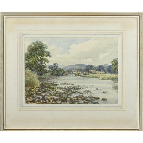 509 - Albert Edward Jackson - Bolton Bridge, Yorkshire, watercolour, inscribed verso, mounted, framed and ... 