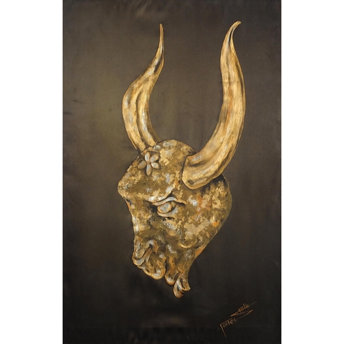 582 - Stella Forbes - Surreal portrait of a mythical animal, mixed media, framed and glazed, 67cm x 43cm e... 