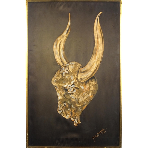 582 - Stella Forbes - Surreal portrait of a mythical animal, mixed media, framed and glazed, 67cm x 43cm e... 