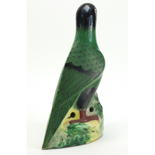 515 - Large Chinese hand painted porcelain bird hand painted in the famille verte palette, 38cm high