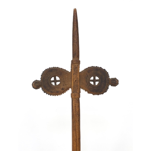 614 - Scandinavian carved wooden pole, 80cm long