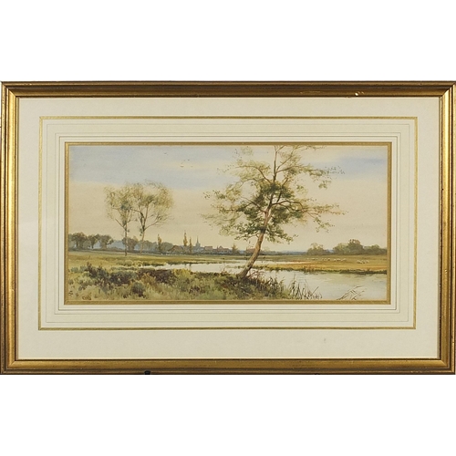 488 - *WITHDRAWN*  Essex landscape with sheep, watercolour, indistinctly monogrammed, mounted, framed and ... 