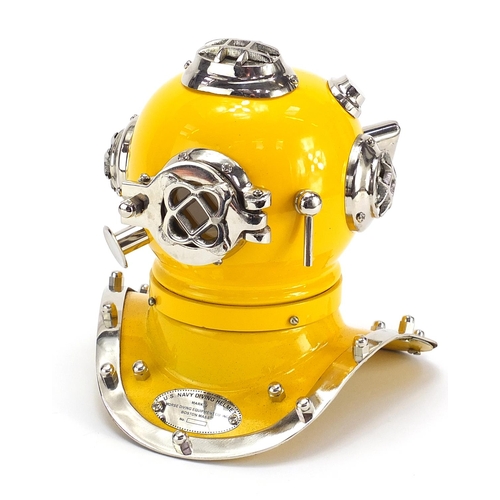 545 - Miniature nautical interest US Navy design diving helmet, 20cm high