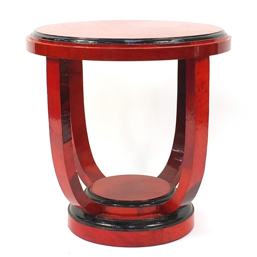 849A - Art Deco style bird's eye maple effect occasional table, 60cm high x 59cm in diameter