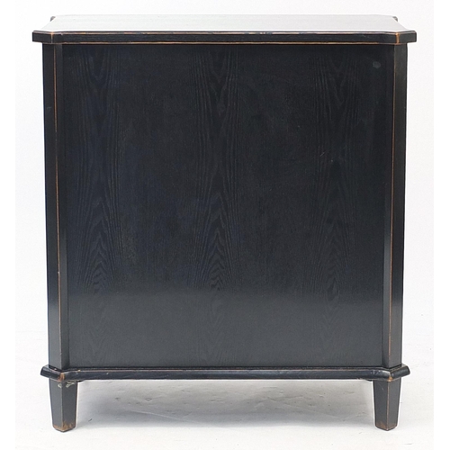 857A - Laura Ashley black painted three drawer chest, 86cm H x 80cm W x 45cm D