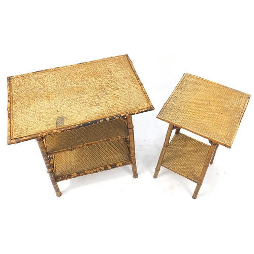 877A - Two aesthetic bamboo occasional tables, the largest 71cm H x 64.5cm W x 43cm D