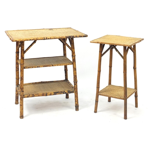 877A - Two aesthetic bamboo occasional tables, the largest 71cm H x 64.5cm W x 43cm D