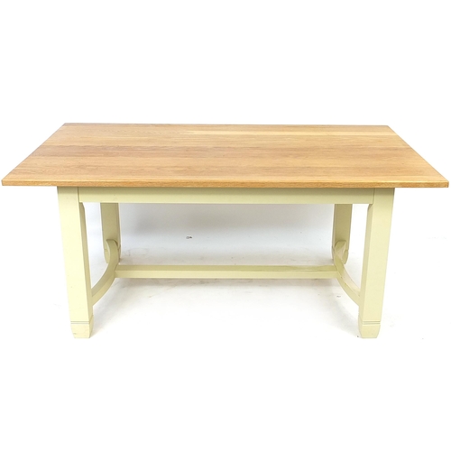 801A - Neptune, contemporary half painted light oak dining table with six chairs, the table 75cm H x 170cm ... 