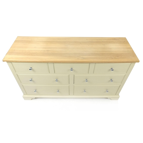 803A - Neptune, contemporary half painted light oak seven drawer chest, 91.5cm H x 152.5cm W x 47.5cm D