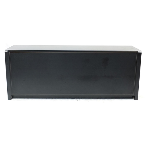 810A - Calligaris, contemporary black high gloss sideboard with glass top, 74.5cm H x 192.5cm W x 52cm D