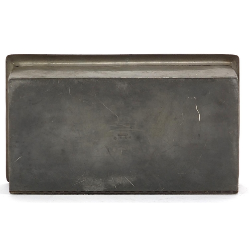 2 - Attributed to Charles Varley for Liberty & Co, Arts & Crafts Tudric pewter games box with drop down ... 