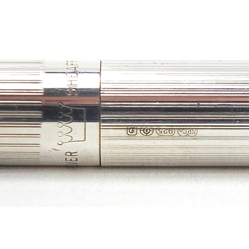 167A - Sheaffer sterling silver fountain pen and ball point pen with case, the fountain pen with 14k gold n... 