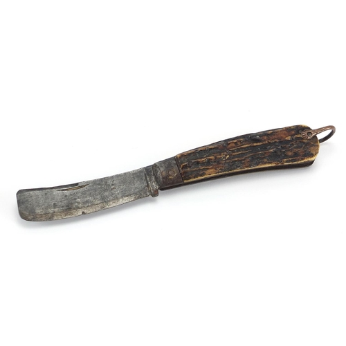 1372 - Nautical interest Encore folding knife with horn handle by Turner & Co, 12cm in length when folded