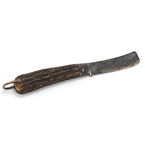 1372 - Nautical interest Encore folding knife with horn handle by Turner & Co, 12cm in length when folded