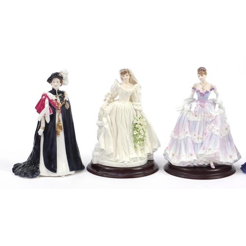 439 - Five collectable china figurines, three Royal Worcester and two Coalport including The Princess of W... 