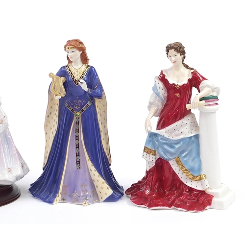 439 - Five collectable china figurines, three Royal Worcester and two Coalport including The Princess of W... 